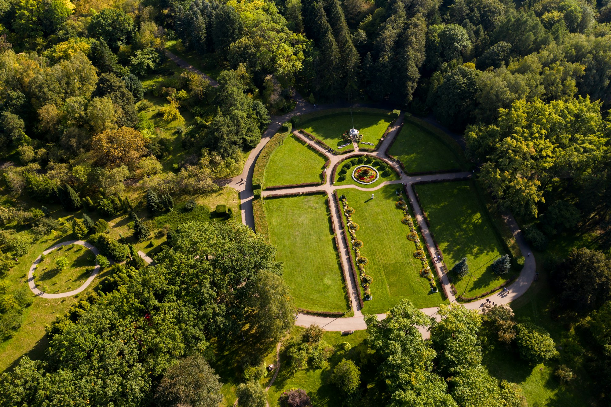 Botanical garden in the city of Minsk. Green garden in English style.Belarus